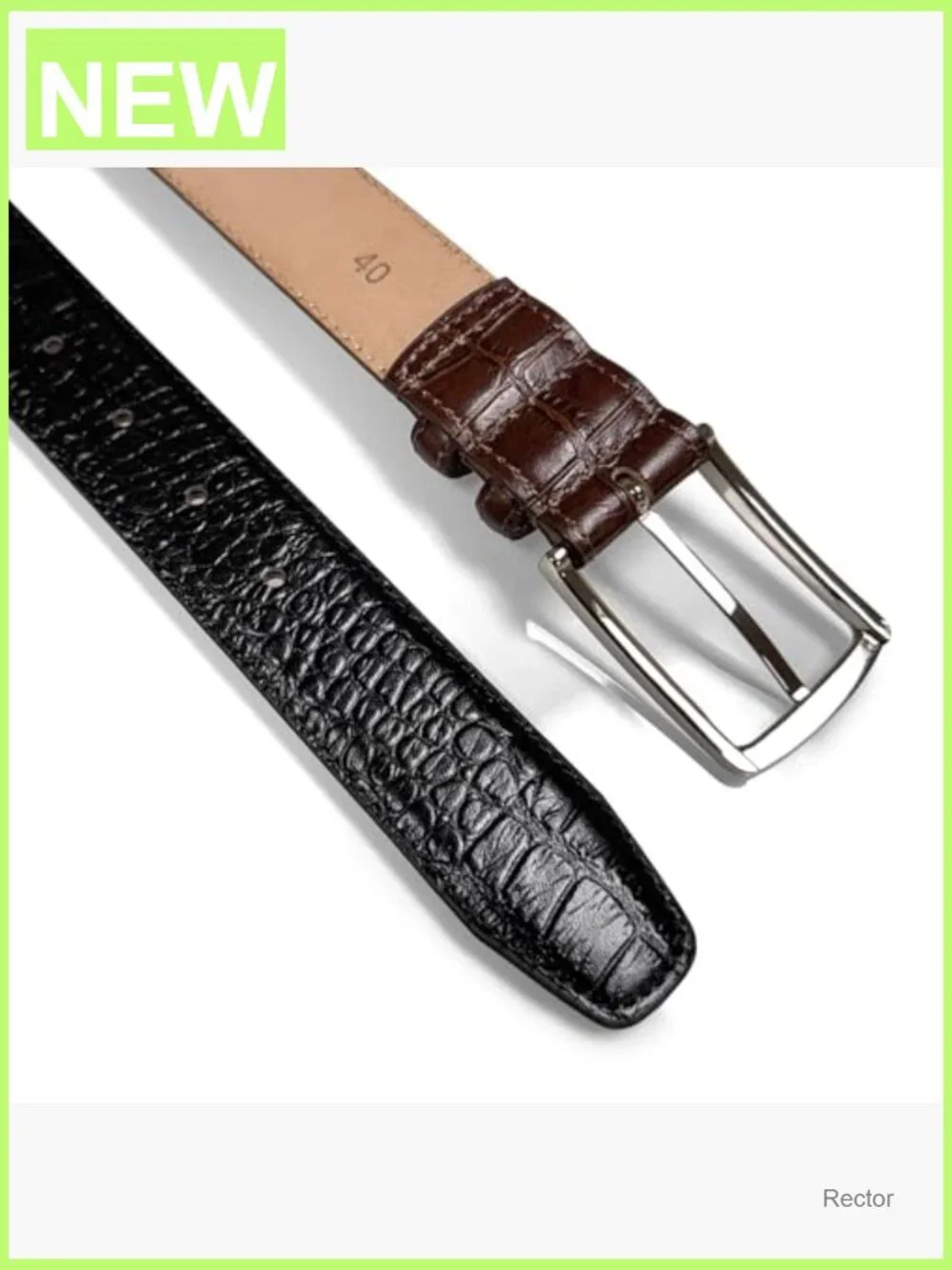 Genuine Leather Alligator Embossed Dress Belt 1-3/8